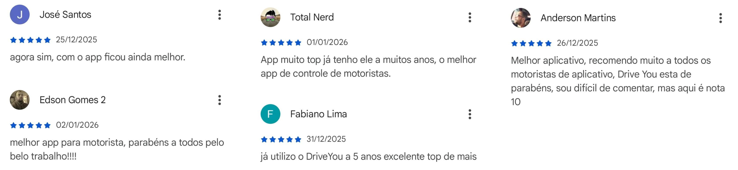 Depoimentos de clientes DriveYou